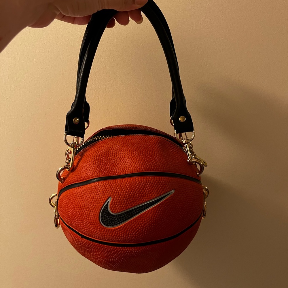 Reworked Nike Orange Basketball Purse with Black Handles
